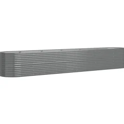 Plantningsbænke^Robust plantekasse i galvaniseret stål til haven | Størrelse: 440x80x68 cm | Farve: Grå