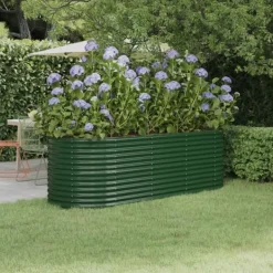 Plantningsbænke^Robust plantekasse i galvaniseret stål - Højbed | Størrelse: 224x80x68 cm | Farve: Grøn