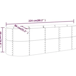 Plantningsbænke^Robust plantekasse i galvaniseret stål - Højbed | Størrelse: 224x80x68 cm | Farve: Grøn