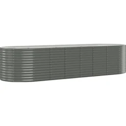Clearance Robust plantekasse i galvaniseret stål | Størrelse: 322x100x68 cm | Farve: Grå Plantningsbænke