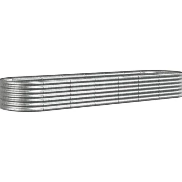 Clearance Robust plantekasse i galvaniseret stål - Højbed til have | Størrelse: 296x80x36 cm | Farve: Sølv Plantningsbænke