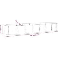 Clearance Robust plantekasse i galvaniseret stål - Højbed til have | Størrelse: 296x80x36 cm | Farve: Sølv Plantningsbænke