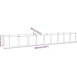 Outlet Robust plantekasse i galvaniseret stål - Højbed | Farve: Grøn | Størrelse: 368x80x36 cm Plantningsbænke