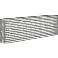 Discount Robust plantekasse i galvaniseret stål - Højbed til have | Størrelse: 224x40x68 cm | Farve: Sølv Plantningsbænke