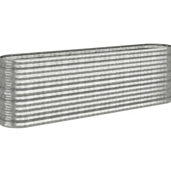 Discount Robust plantekasse i galvaniseret stål - Højbed til have | Størrelse: 224x40x68 cm | Farve: Sølv Plantningsbænke