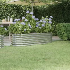 Plantningsbænke^Robust plantekasse i galvaniseret stål | Størrelse: 152x40x36 cm | Farve: Sølv