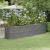 Robust plantekasse i galvaniseret stål | Størrelse: 296x80x68 cm | Farve: Grå Plantningsbænke