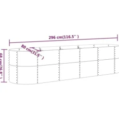 Robust plantekasse i galvaniseret stål | Størrelse: 296x80x68 cm | Farve: Grå Plantningsbænke