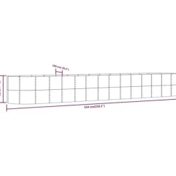 Hot Robust plantekasse i pulverlakeret stål - Vejrbestandig | Størrelse: 554x100x68 cm | Farve: Sølv Plantningsbænke