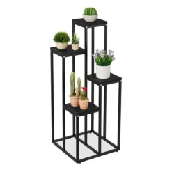 Sale Robust sort blomstertrappe med 4 hylder Plantestativer