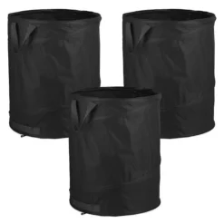Outlet Robust sæt med 3 pop-up bladposer 85 L sort Havekurve