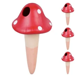 Vanding^Robuste lerkegler med røde svampe i et sæt med 4