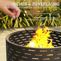 Outlet Rootz 3 -i -1 Fire Bowl - Pejs - Grill - Rust Resistant - Rustfrit stål - 60 cm x 60 cm x 39 cm Pejse