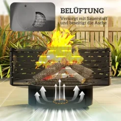 Outlet Rootz 3 -i -1 Fire Bowl - Pejs - Grill - Rust Resistant - Rustfrit stål - 60 cm x 60 cm x 39 cm Pejse