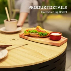 Outlet Rootz 3 -i -1 Fire Bowl - Pejs - Grill - Rust Resistant - Rustfrit stål - 60 cm x 60 cm x 39 cm Pejse