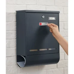 Postkasser & Brevindkast^Rootz antracit stål Postkasse - Postkasse - Postkasse - Pulverlakeret stål - Vejrbestandig - Nem at installere - Sikkert låsesystem - 35cm x 12cm x 42 | CDON