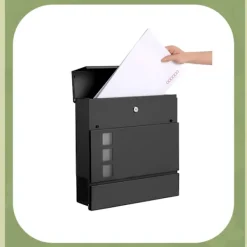 Outlet Rootz Black Mailbox - Letterbox - Postbox - Vejrbestandig beskyttelse - Galvaniseret stål - 37 x 10,5 x 37 cm Postkasser & Brevindkast