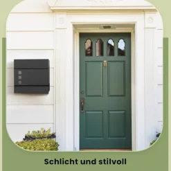 Outlet Rootz Black Mailbox - Letterbox - Postbox - Vejrbestandig beskyttelse - Galvaniseret stål - 37 x 10,5 x 37 cm Postkasser & Brevindkast