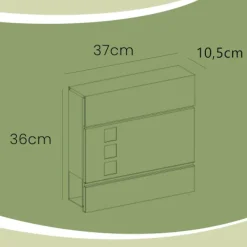 Outlet Rootz Black Mailbox - Letterbox - Postbox - Vejrbestandig beskyttelse - Galvaniseret stål - 37 x 10,5 x 37 cm Postkasser & Brevindkast