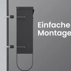 Online Rootz Black Mailbox - Postbox - Secure Letter Box - Visningsvindue og navneskilt - pulverlakeret stål - 30,5 cm x 9,5 cm x 33,3 cm Postkasser & Brevindkast