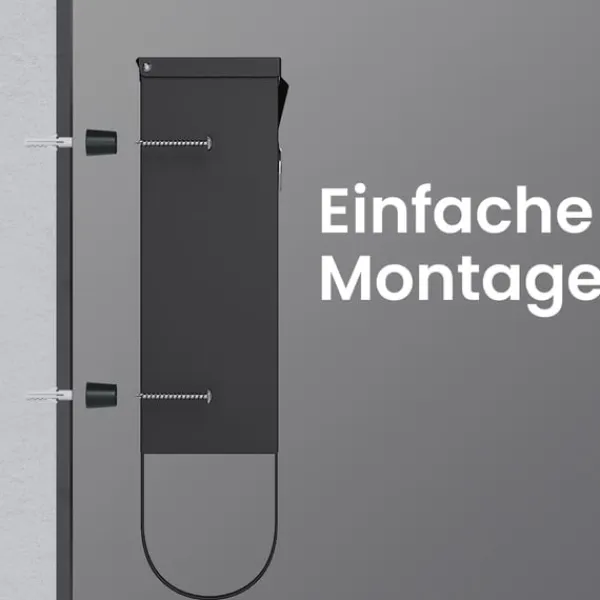 Online Rootz Black Mailbox - Postbox - Secure Letter Box - Visningsvindue og navneskilt - pulverlakeret stål - 30,5 cm x 9,5 cm x 33,3 cm Postkasser & Brevindkast