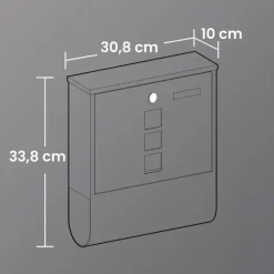 Online Rootz Black Mailbox - Postbox - Secure Letter Box - Visningsvindue og navneskilt - pulverlakeret stål - 30,5 cm x 9,5 cm x 33,3 cm Postkasser & Brevindkast