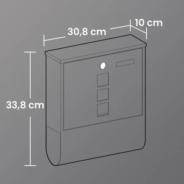 Online Rootz Black Mailbox - Postbox - Secure Letter Box - Visningsvindue og navneskilt - pulverlakeret stål - 30,5 cm x 9,5 cm x 33,3 cm Postkasser & Brevindkast