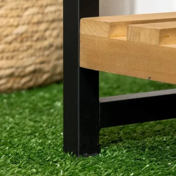 Discount Rootz blomsterstativ - 3-etagers plantestativ med fastgørelseskroge - plantestativ i naturtræ - naturlig - 80 cm x 36 cm x 174 cm Plantestativer
