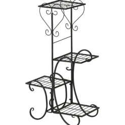 Discount Rootz blomsterstativ - metal blomsterstativ - 4 niveauer plantehylde - blomsterstige - blomsterstativ til indendørs og udendørs - Have - Balkon - Sort | CDON Plantestativer