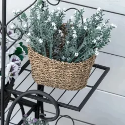 Discount Rootz blomsterstativ - metal blomsterstativ - 4 niveauer plantehylde - blomsterstige - blomsterstativ til indendørs og udendørs - Have - Balkon - Sort | CDON Plantestativer