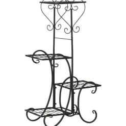 Discount Rootz blomsterstativ - metal blomsterstativ - 4 niveauer plantehylde - blomsterstige - blomsterstativ til indendørs og udendørs - Have - Balkon - Sort | CDON Plantestativer