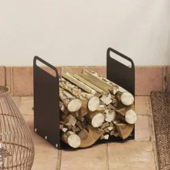 Tilbehør Til Brændeovne & Pejse^Rootz Brændestativ - Brændeholder - Træopbevaring - Praktiske tophåndtag - Pulverlakeret stål - 36,5 cm x 30 cm x 36 cm