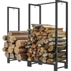 Best Rootz Brændestativ - Brændestativ - Optændingsorganisator - Holder 200 kg - Pulverlakeret stål - 123cm x 32cm x 115cm Tilbehør Til Brændeovne & Pejse