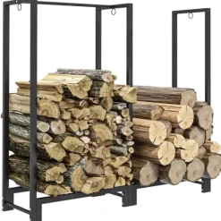 Best Rootz Brændestativ - Brændestativ - Optændingsorganisator - Holder 200 kg - Pulverlakeret stål - 123cm x 32cm x 115cm Tilbehør Til Brændeovne & Pejse
