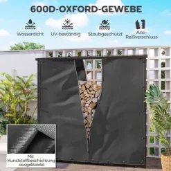 Best Rootz Brændestativbetræk Sæt - Brændeholder - Beskyttelsesbetræk - 600D Oxford Polyester - Vejrbestandig - 176cm x 175cm x 163cm Tilbehør Til Brændeovne & Pejse