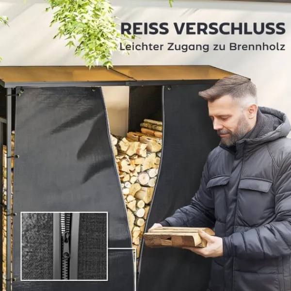 Best Rootz Brændestativbetræk Sæt - Brændeholder - Beskyttelsesbetræk - 600D Oxford Polyester - Vejrbestandig - 176cm x 175cm x 163cm Tilbehør Til Brændeovne & Pejse