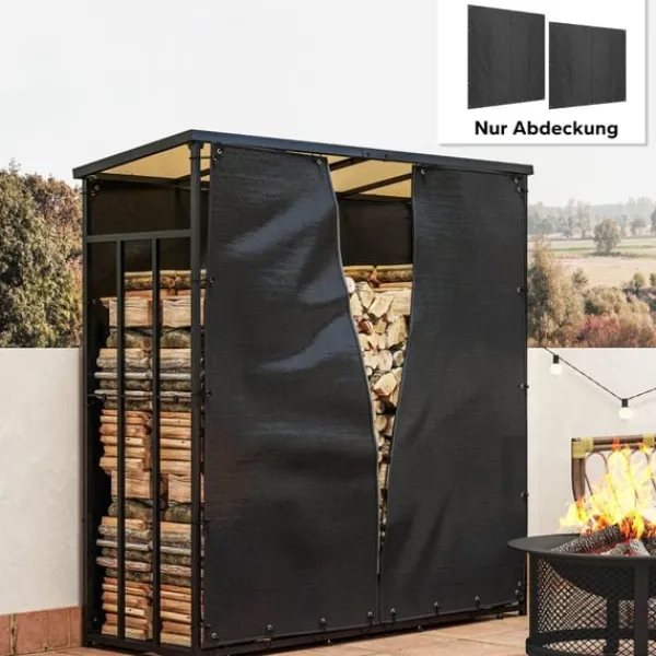 Best Rootz Brændestativbetræk Sæt - Brændeholder - Beskyttelsesbetræk - 600D Oxford Polyester - Vejrbestandig - 176cm x 175cm x 163cm Tilbehør Til Brændeovne & Pejse