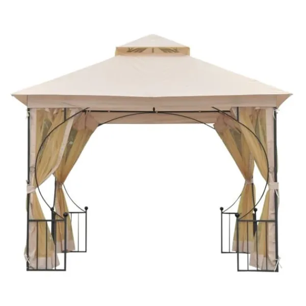 Sale Rootz Castile Garden Gazebo - Sort, Brun - Metal, Polyester - 118,11 cm x 118,11 cm x 108,27 cm Telte & Lysthuse