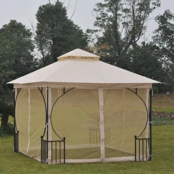 Sale Rootz Castile Garden Gazebo - Sort, Brun - Metal, Polyester - 118,11 cm x 118,11 cm x 108,27 cm Telte & Lysthuse