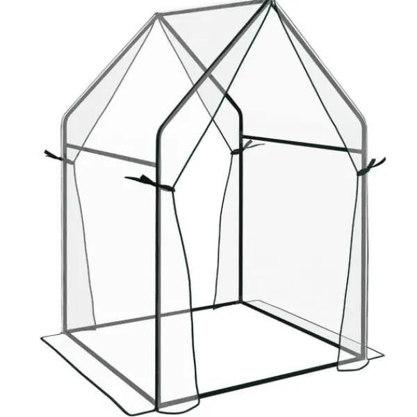 Rootz Drivhus - Cold Frame Drivhus - Film Drivhus - Mini Drivhus - Stål - Plastik - Gennemsigtig + Sort - 90 cm x 90 cm x 145 cm Drivhus