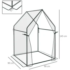 Rootz Drivhus - Cold Frame Drivhus - Film Drivhus - Mini Drivhus - Stål - Plastik - Gennemsigtig + Sort - 90 cm x 90 cm x 145 cm Drivhus