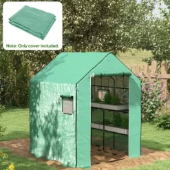 Outlet Rootz Drivhus - Cold Frame Drivhus - Film Drivhus - Rulledøre - UV-bestandig - Grøn - 140cm x 143cm x 190cm Drivhus
