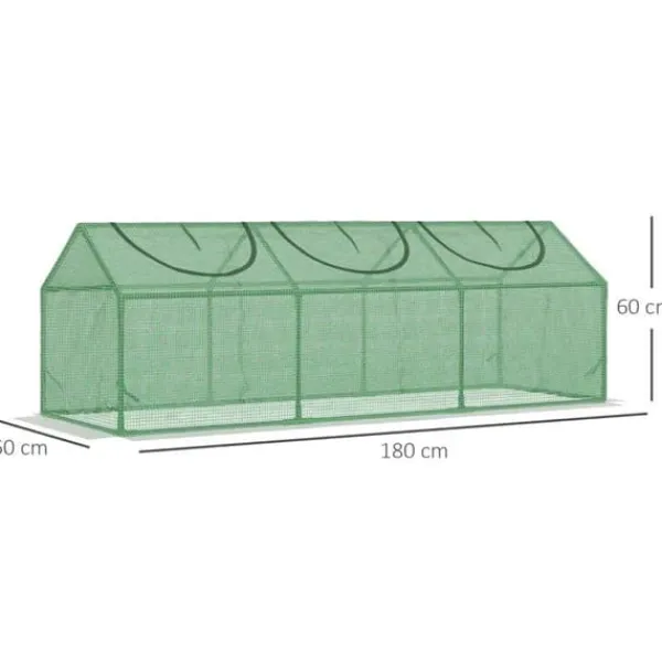 Outlet Rootz Drivhus - Vejrbestandig - Rullevinduer - Grøn - 180cm x 60cm x 60cm Drivhus