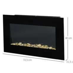 Clearance Rootz elektrisk pejs - Indendørs varmelegeme - Vægmonteret brandskærm - Sikker og stilfuld - 72,5W x 11,5D x 40H cm Pejse