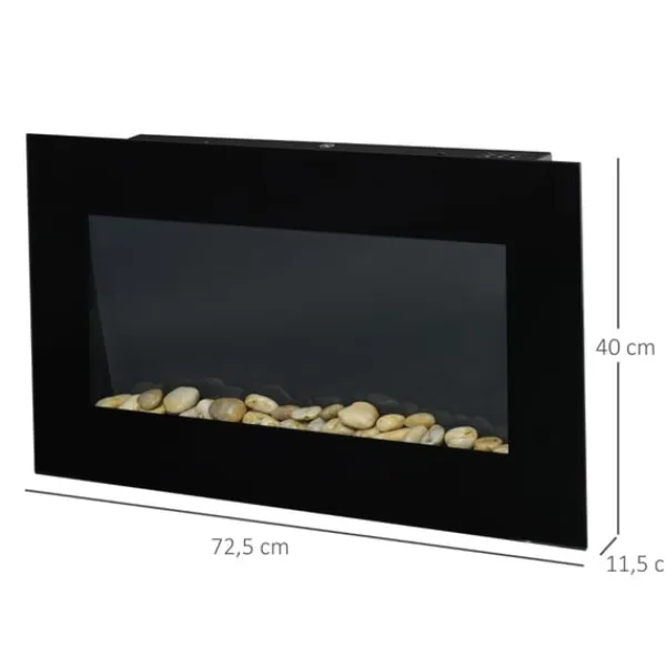 Clearance Rootz elektrisk pejs - Indendørs varmelegeme - Vægmonteret brandskærm - Sikker og stilfuld - 72,5W x 11,5D x 40H cm Pejse