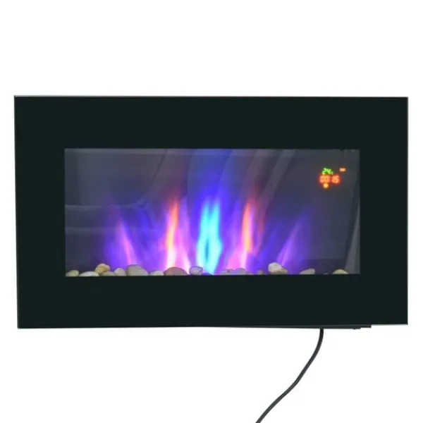 Clearance Rootz elektrisk pejs - Indendørs varmelegeme - Vægmonteret brandskærm - Sikker og stilfuld - 72,5W x 11,5D x 40H cm Pejse