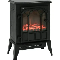 Pejse^Rootz elektrisk pejs - LED Flames - 1000/2000 W - Justerbar temperatur - Lysstyrke - Metal - 39 x 23 x 56,5 cm