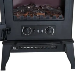 Pejse^Rootz elektrisk pejs - LED Flames - 1000/2000 W - Justerbar temperatur - Lysstyrke - Metal - 39 x 23 x 56,5 cm