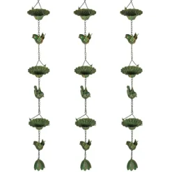 Online Rootz 3er Set Rain Chain - Drain Chain - Rainflow Chain - Korrosionsbestandig - 123 cm X Ø12CM til let havedekoration Havedekorationer