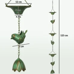 Online Rootz 3er Set Rain Chain - Drain Chain - Rainflow Chain - Korrosionsbestandig - 123 cm X Ø12CM til let havedekoration Havedekorationer
